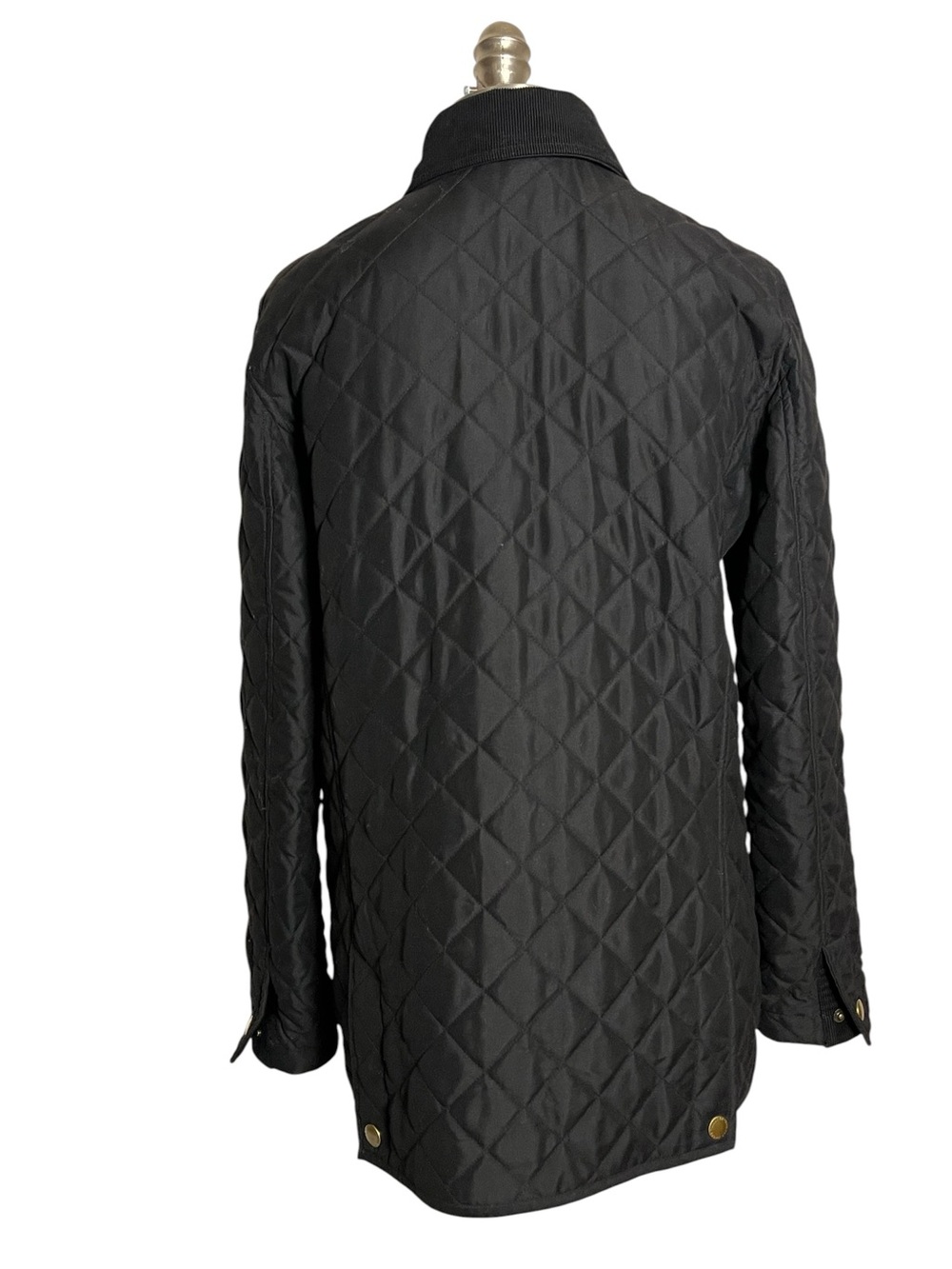 Ralph Lauren Black Quilted Barn Jacket Corduroy Collar Gold Buttons Small - Picture 6 of 13